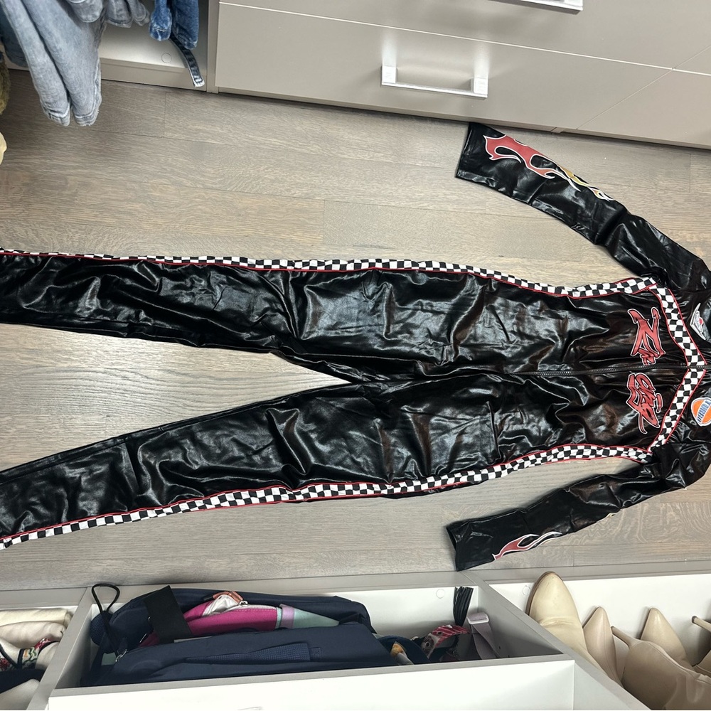 Black Racing Jumpsuit Costume - Picture 2 of 2